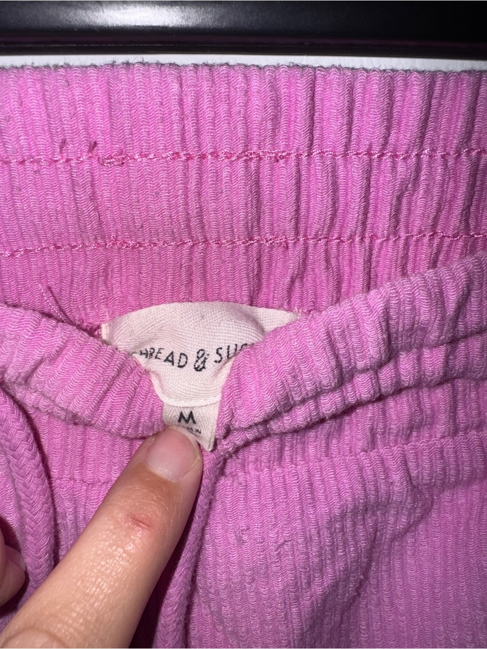 Thread & Supply Pink Ribbed Drawstring Athletic Shorts - Picture 2 of 3
